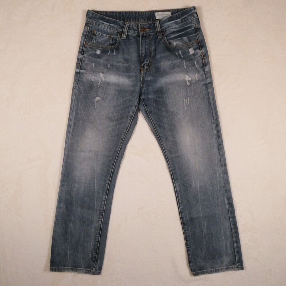 Rsrch & Dvlpmnt Distressed Stonewash Jeans Size 32x32 Straight Leg Medium Wash